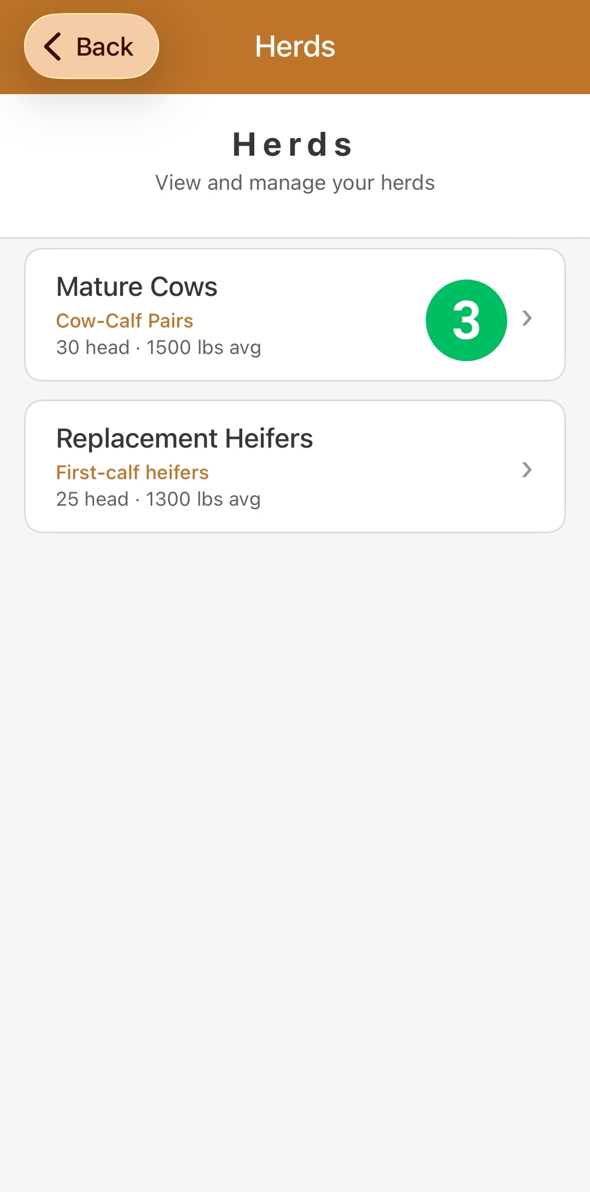 Herds list, with a herd entry marked 3