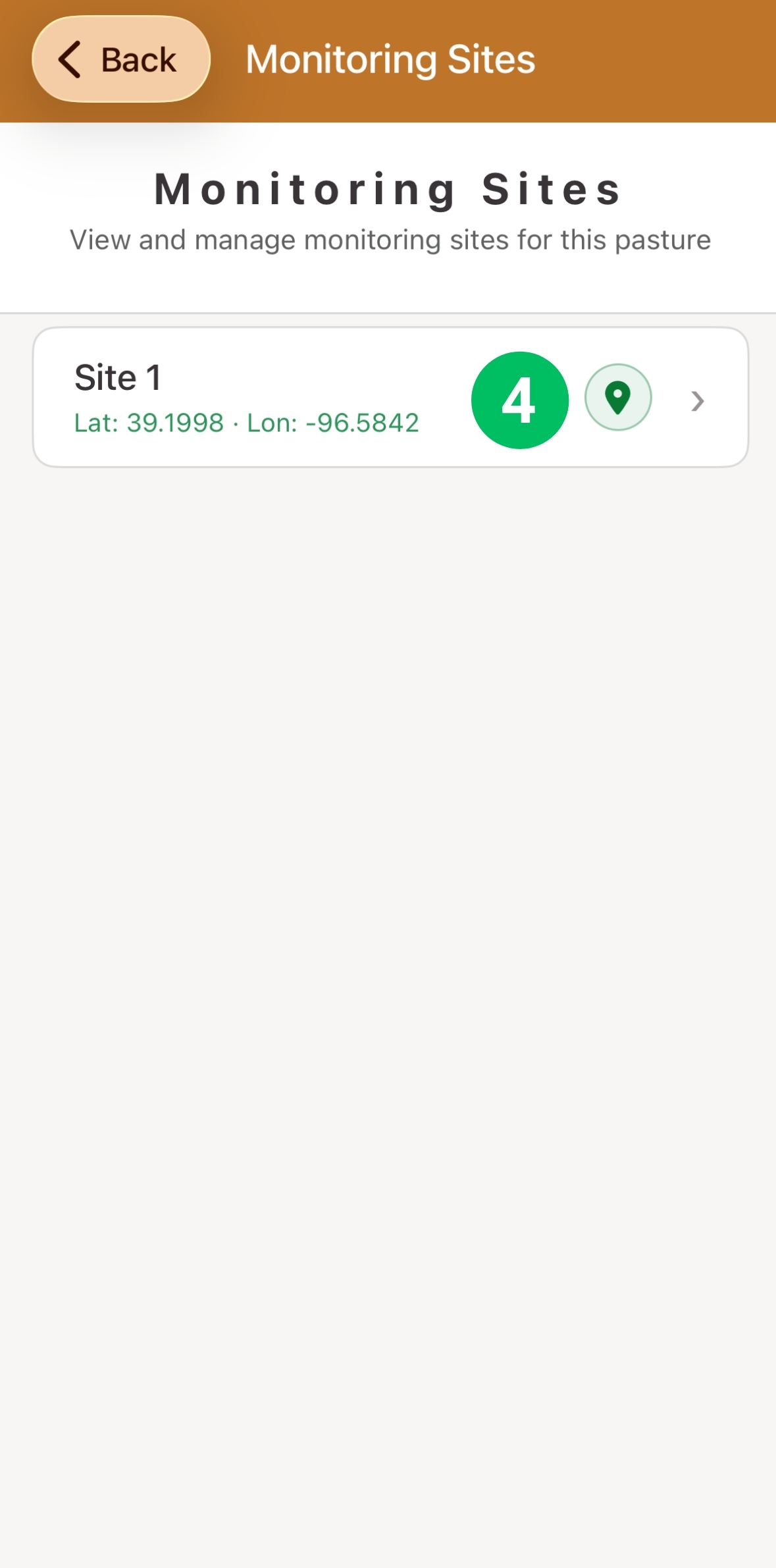 Monitoring Sites list, with a site entry marked 4